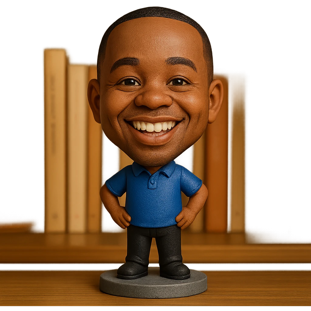 cheerful bobblehead style character emoji