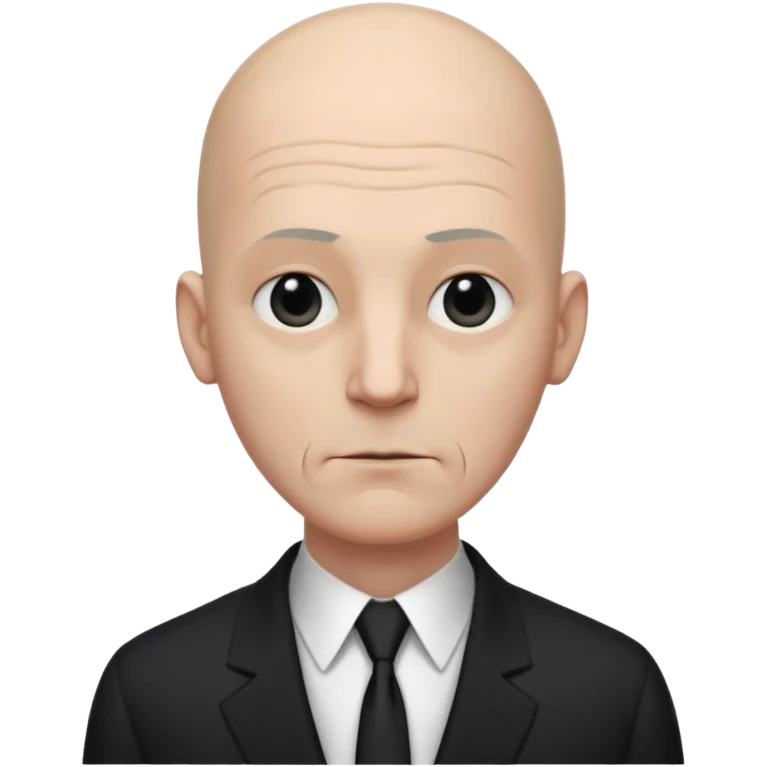 Extremely tall, pale gray-skinned man with a bald head, heavy brow, sunken eyes, a long gaunt face, and a black suit with a white shirt collar visible. emoji