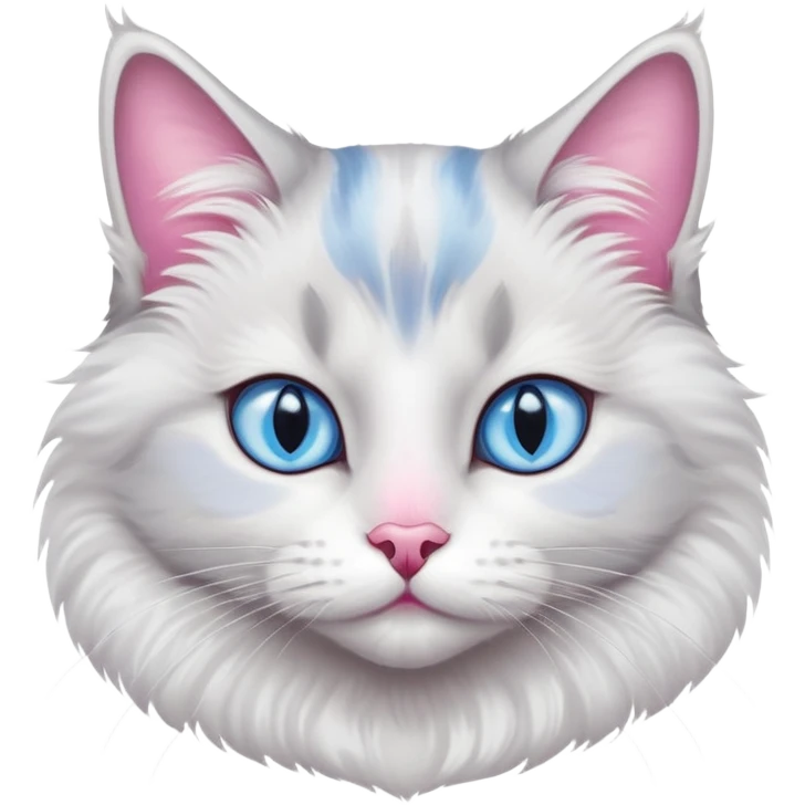 Grey and white cat blue eyes pink nose  emoji