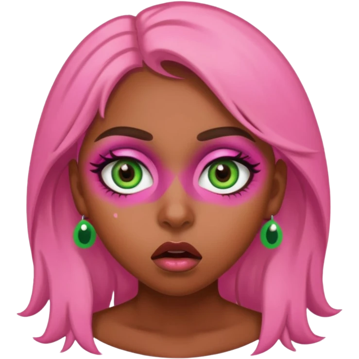 pink green shocked brown girl eyeballs emoji