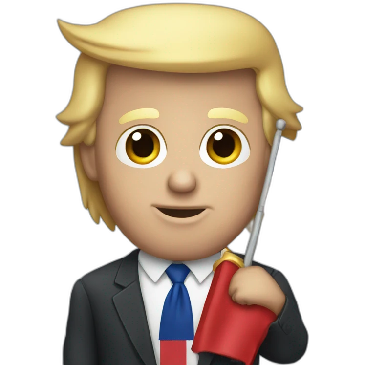 Donald Trump holding a USA flag emoji