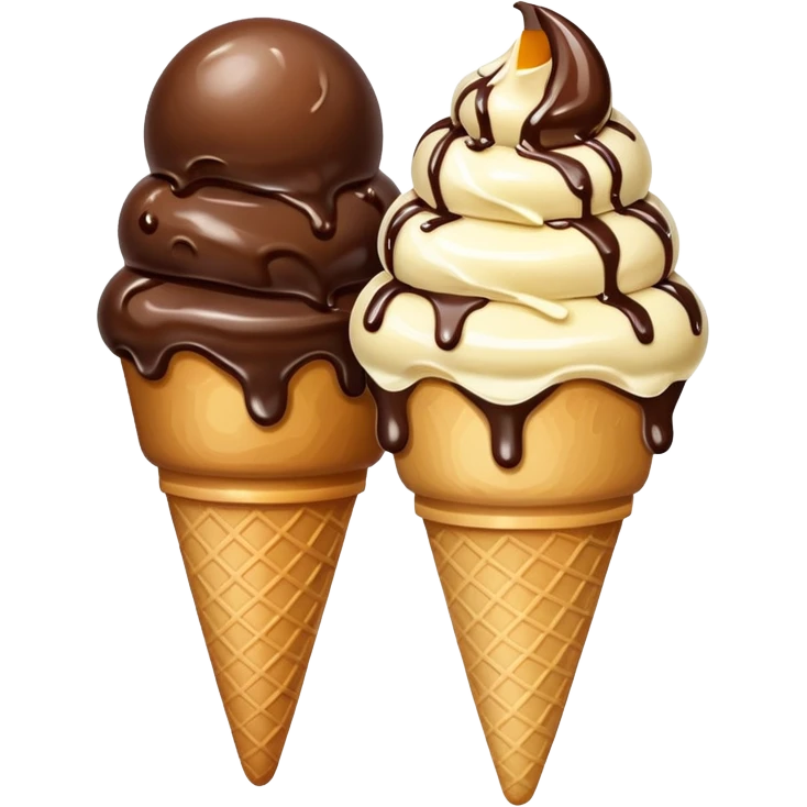 Create an image with 2 scoops of icecream slighted inverted ly placed aginst each other emoji