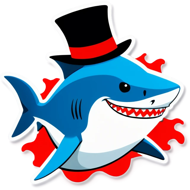 Shark with a top hat emoji