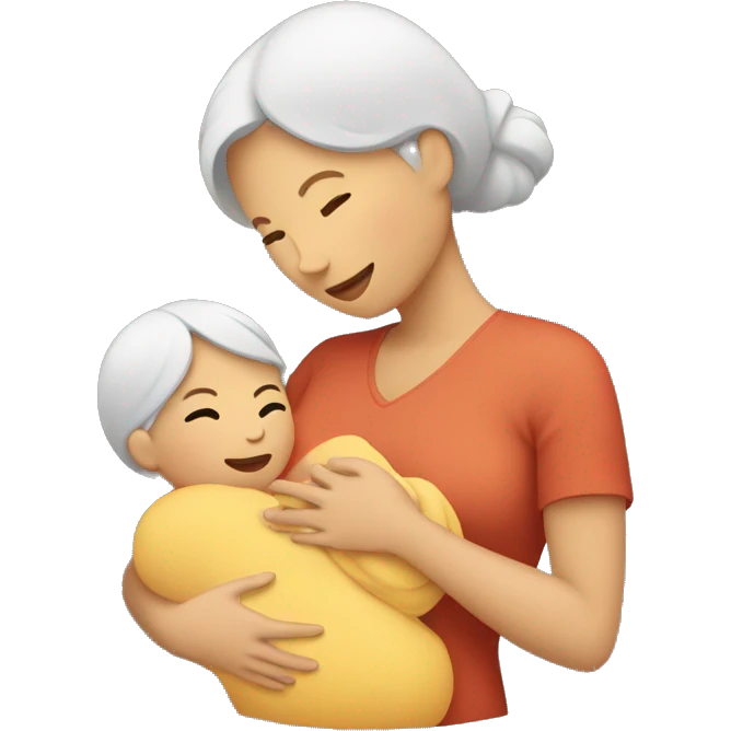 Mom holds the baby in her arms facing each other emoji