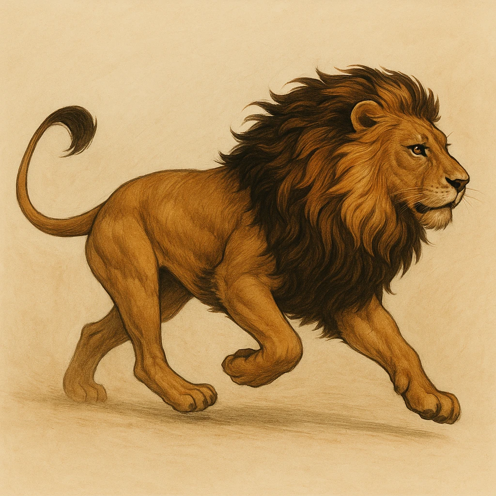 león corriendo, fondo simple, estilo variado, ilustración detallada emoji