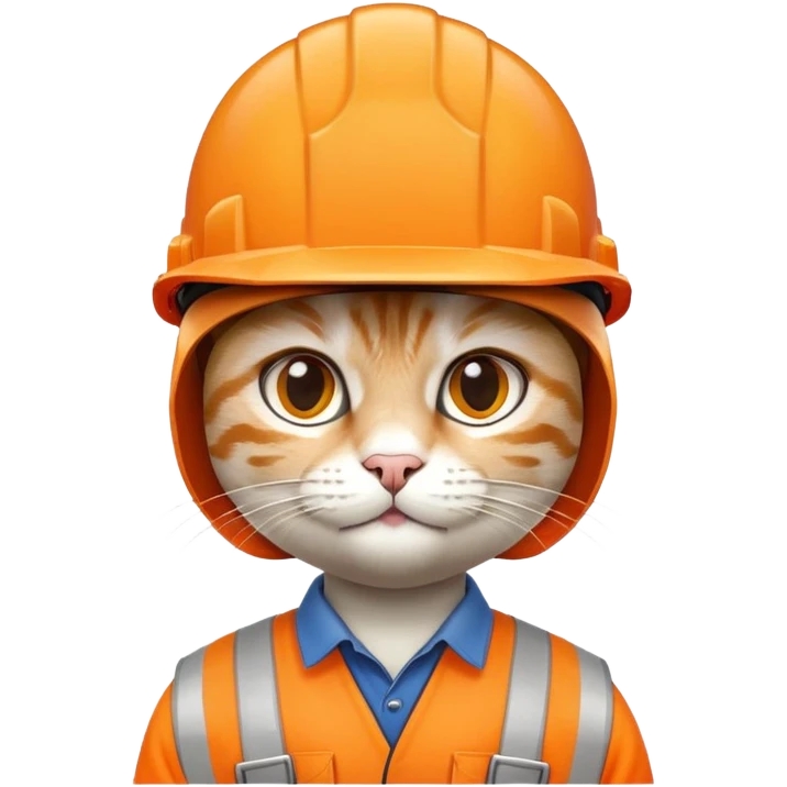 Cat worker in orange helmet emoji