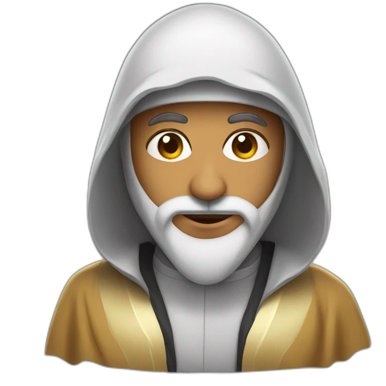 Shaikh wearing robe and full face helmet emoji