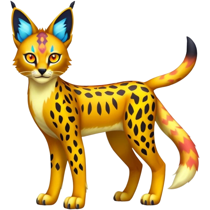 A colorful lynx-caracal-serval-fakemon-Digimon-creature-hybrid emoji