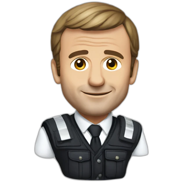 emmanuel macron with a secutiry gilet emoji