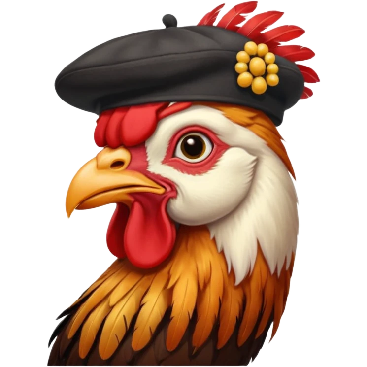 rooster wearing beret emoji