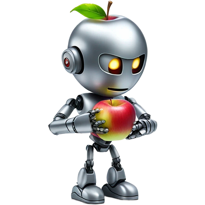 android robot eating apple emoji