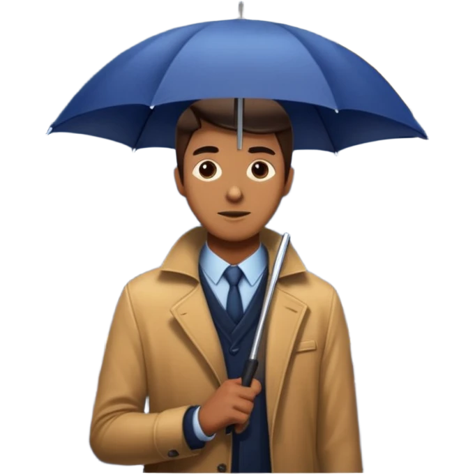 Man with umbrella + streetlight reflection, Midnight Wanderers emoji