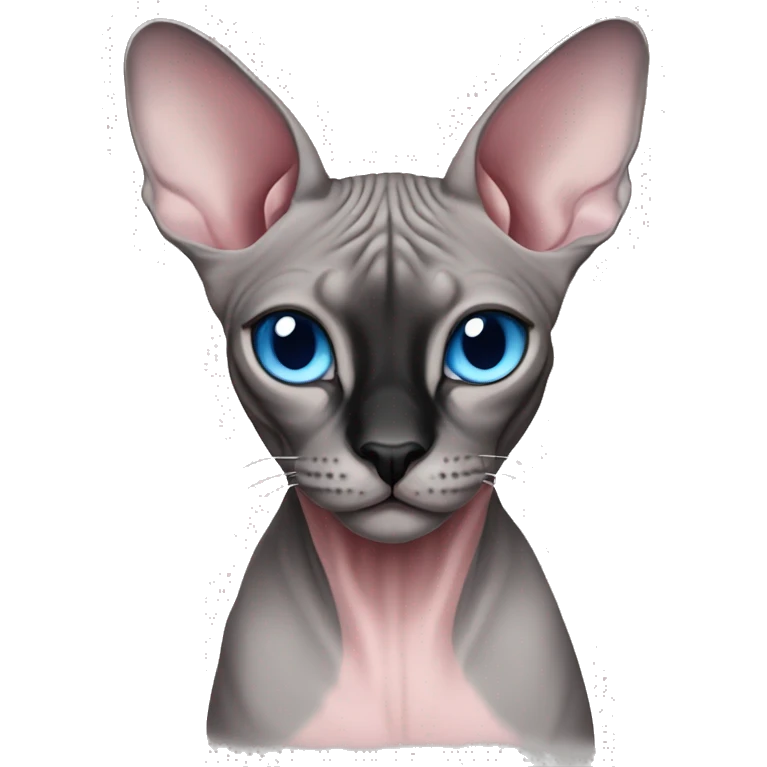 Pink grey sphynx cat blue eyes and black nose  emoji