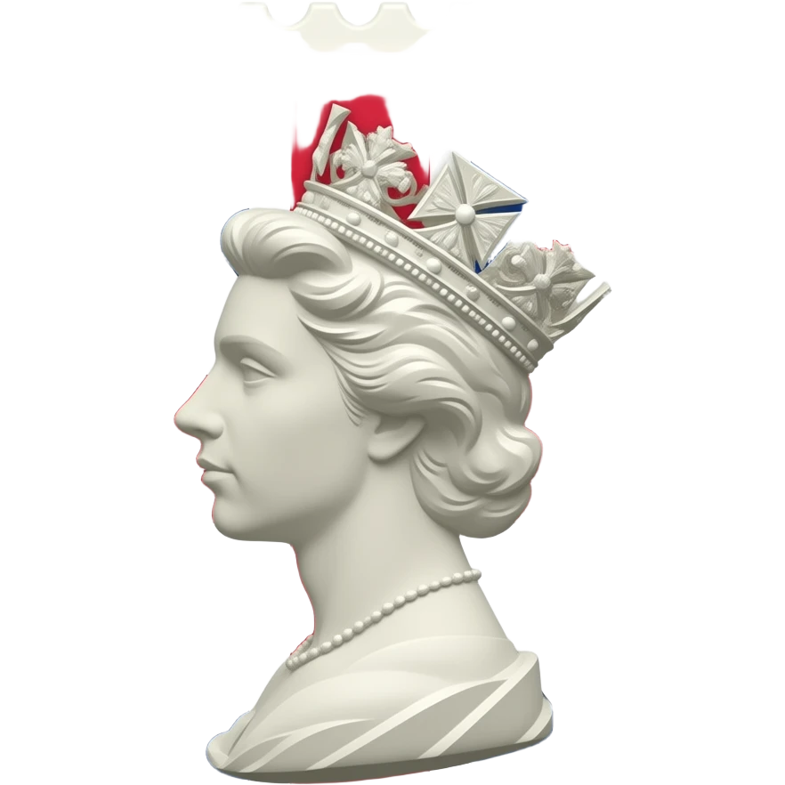 British postage stamp with royal silhouette and Union Jack emoji