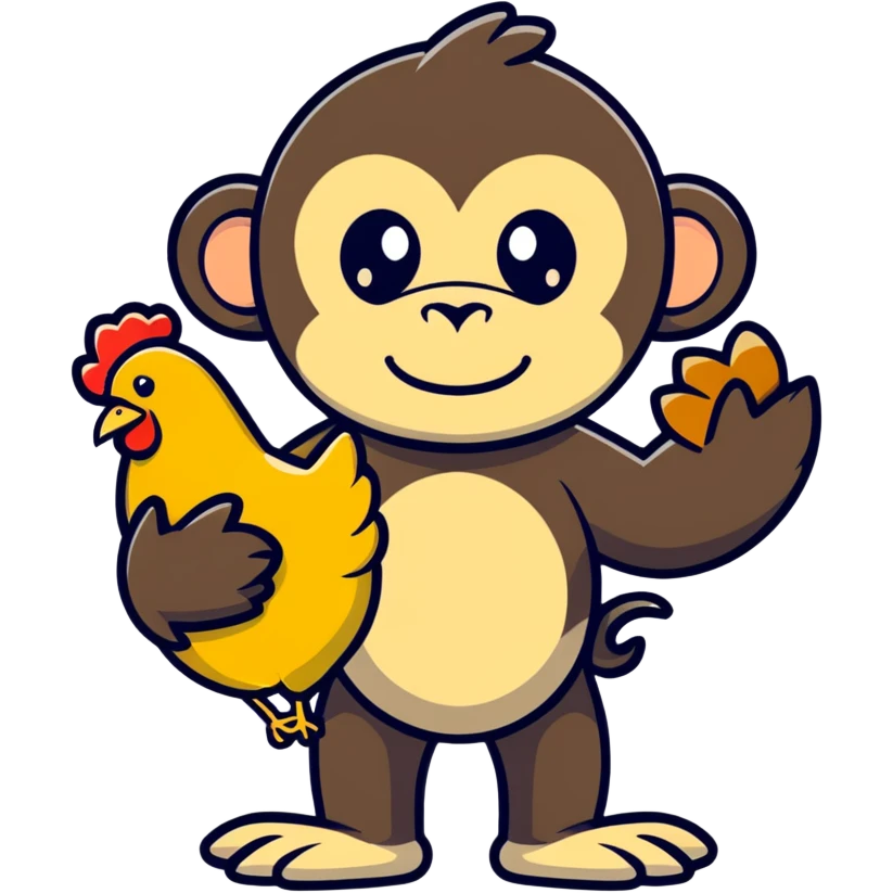 Big black monkey with chicken emoji