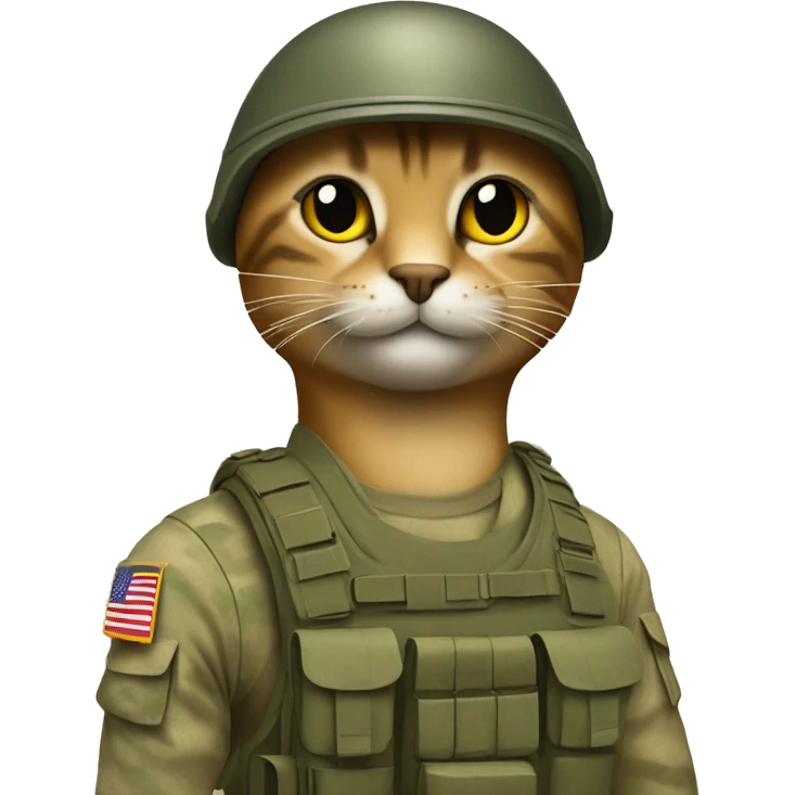 A military cat makes a military greeting emoji
