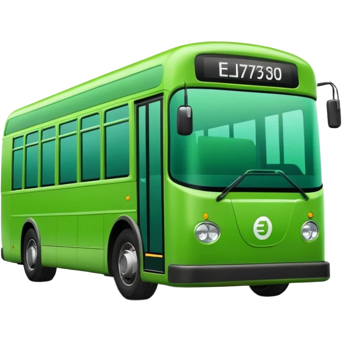 green electric bus with a big green euro bill showing a 0 emoji