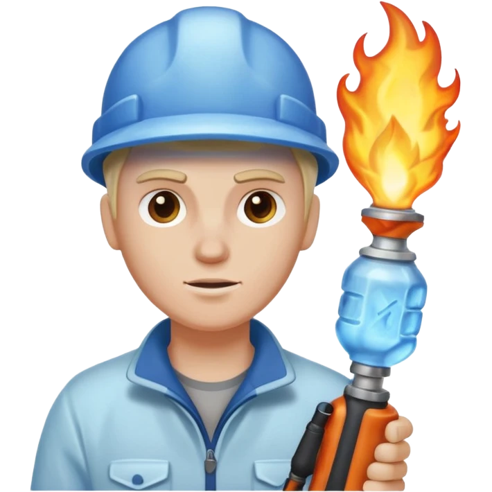 with blowtorch,Ice Sculptors. emoji