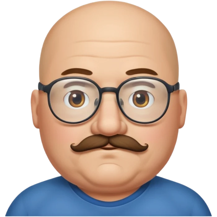 Bald fat man with glasses and moustache  emoji