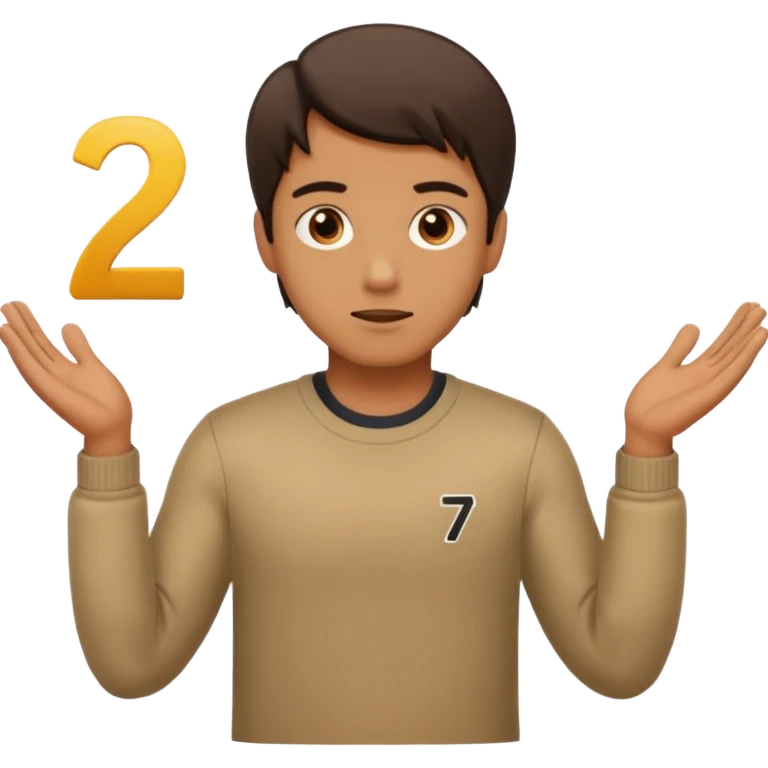 A guy shrugging with a 6 on the left and a 7 on the right emoji