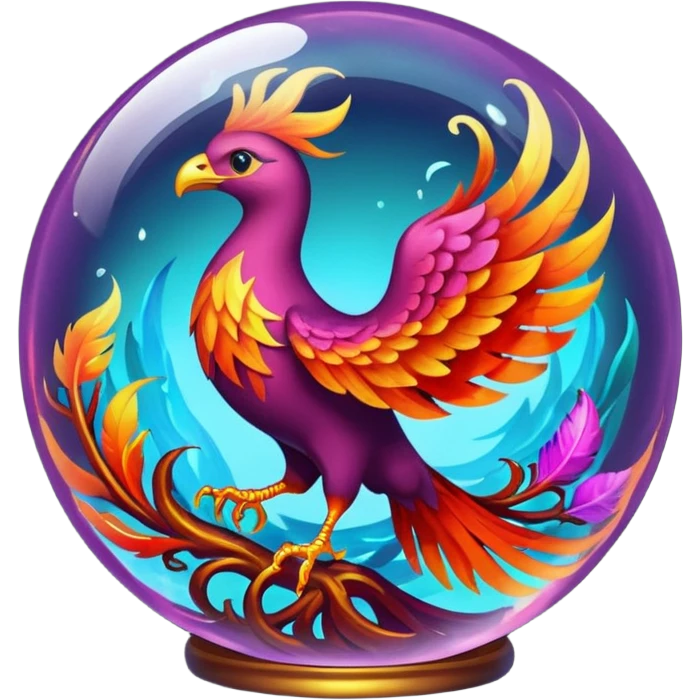 A phoenix inside a transparent crystal ball emoji