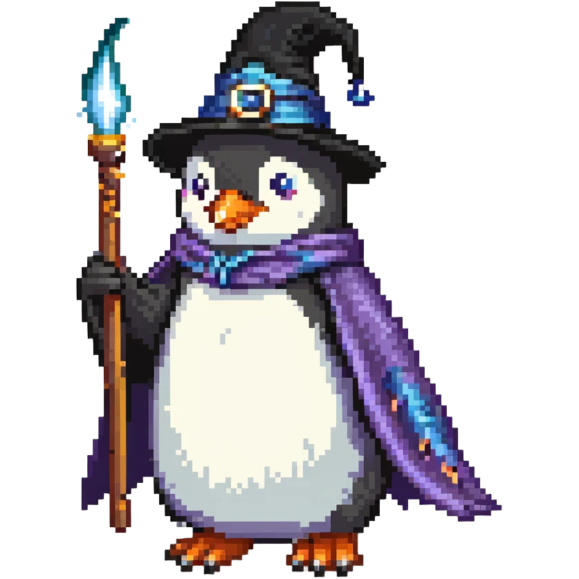 penguin wizard casting a spell emoji