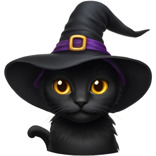Black cat with a witch hat emoji