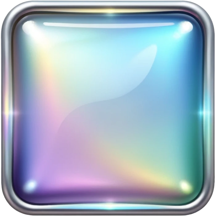 Sparkly glossy silver iridescent glass square emoji