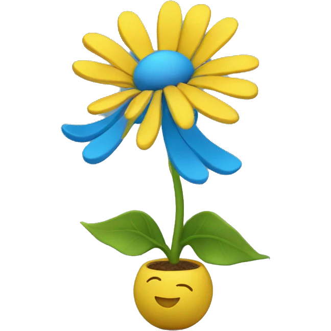 yellow flower with 3d blue body dancing emoji