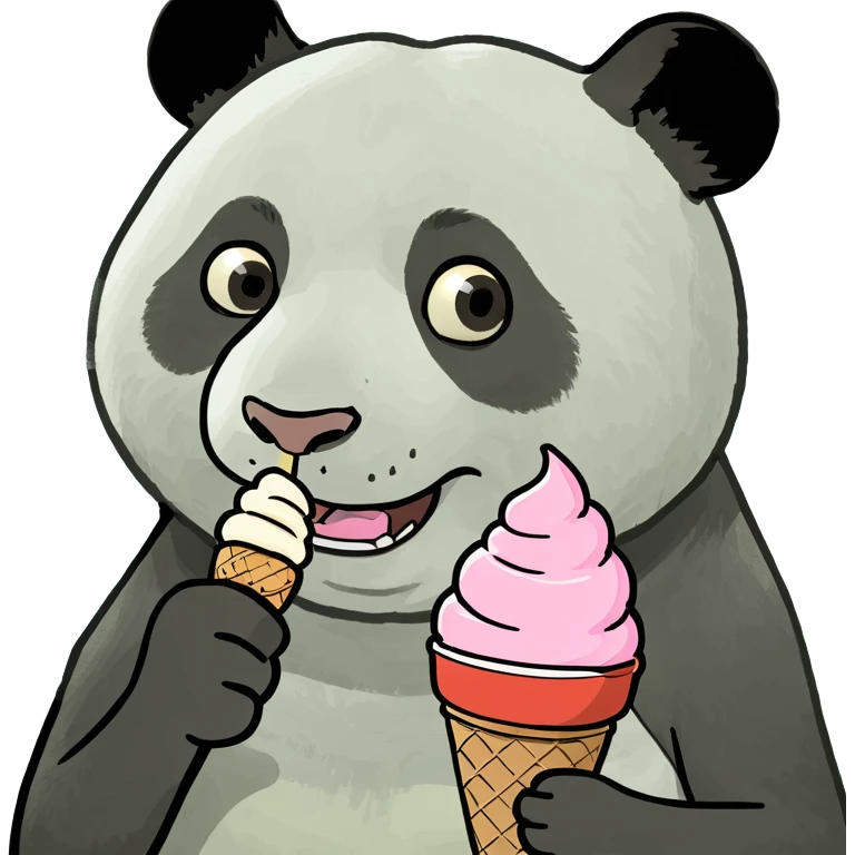 Panda eating ice cream emoji