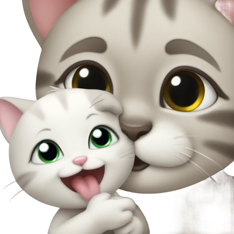 Cat kissing baby emoji