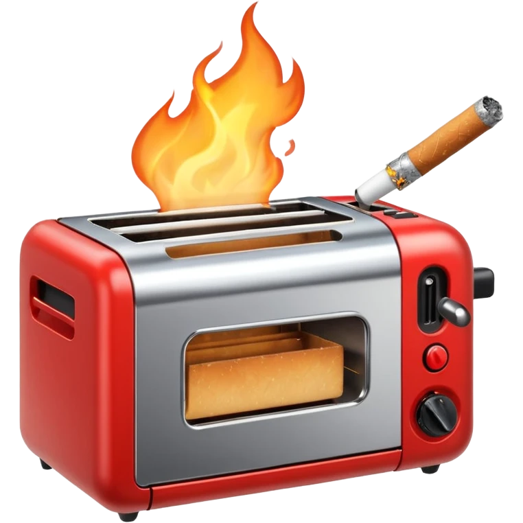 A cigarette being lite with a toaster emoji