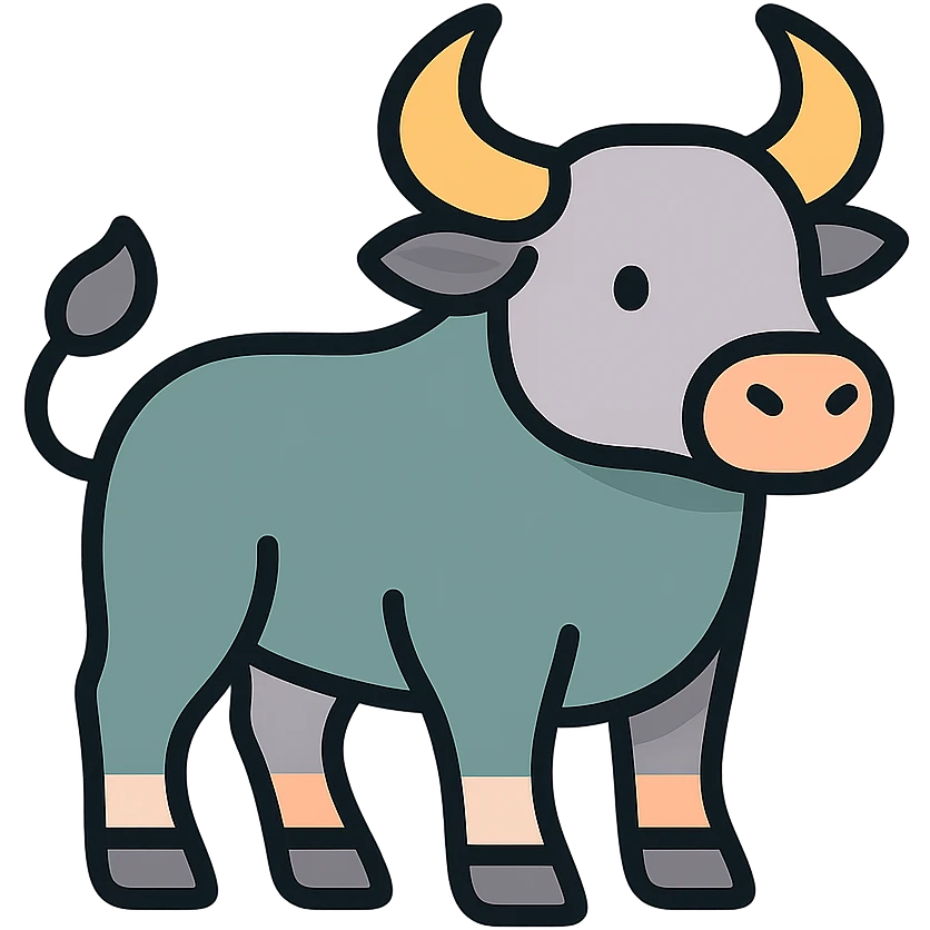 ox, symbol of the year in feng shui, Chinese eastern style, thin clean contours, soft rounded shapes, pastel palette #98B5BC, #B5B3C1, #C9A3C9, #E4C0CA, #F7DCD1, #F7C0AA, detailed shadows and highlights, soft lighting, transparent background, less cute, no decorative elements emoji