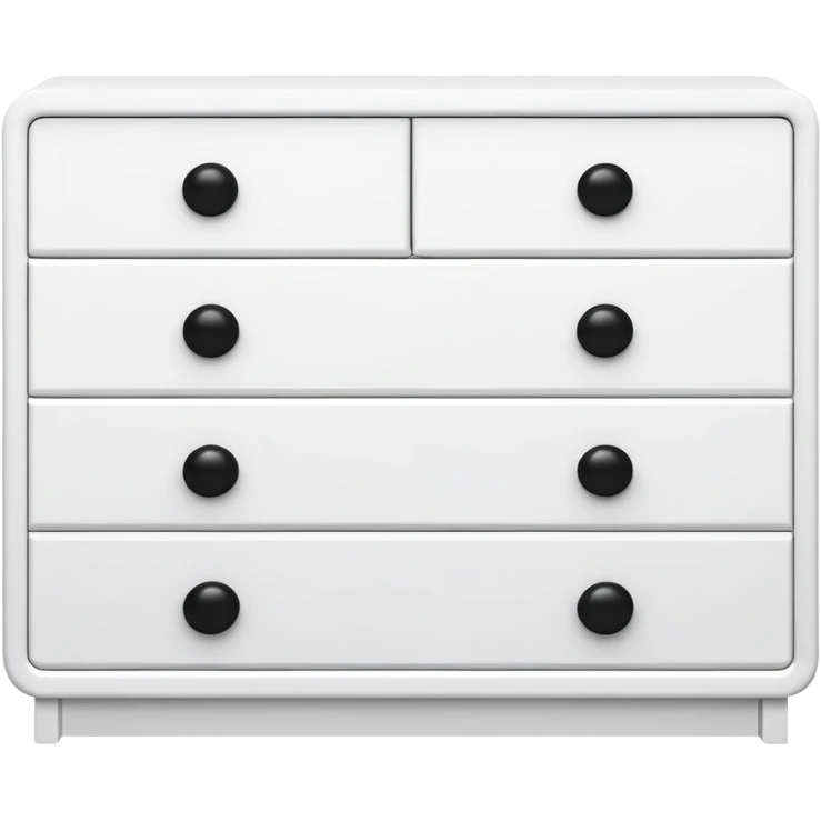 A sleek white 6-drawer on top of the other chest with round black knobs — with minimalist charm. ikea inspire emoji