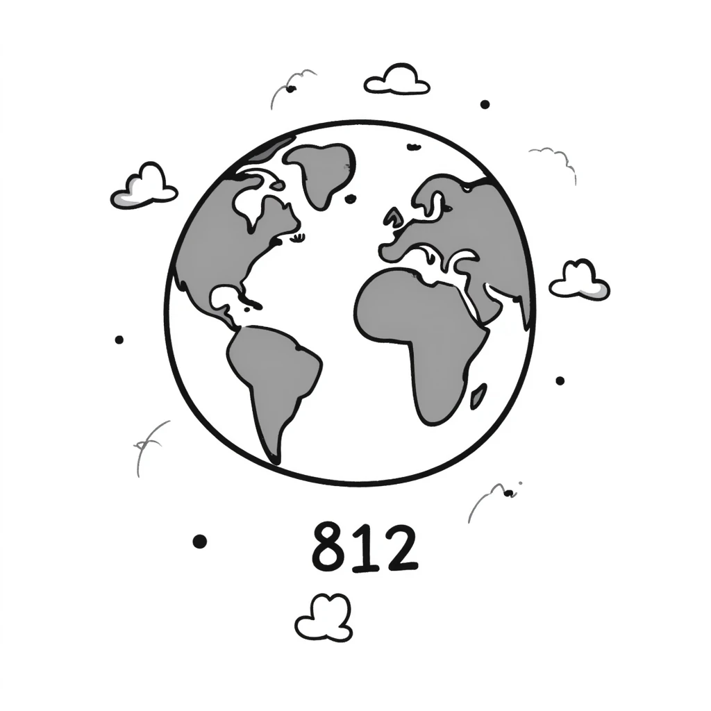 Earth globe with continents shaped like 812 and "812" text label on the globe emoji