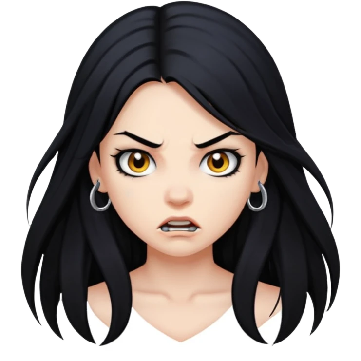 aggressive girl with long black hair emoji