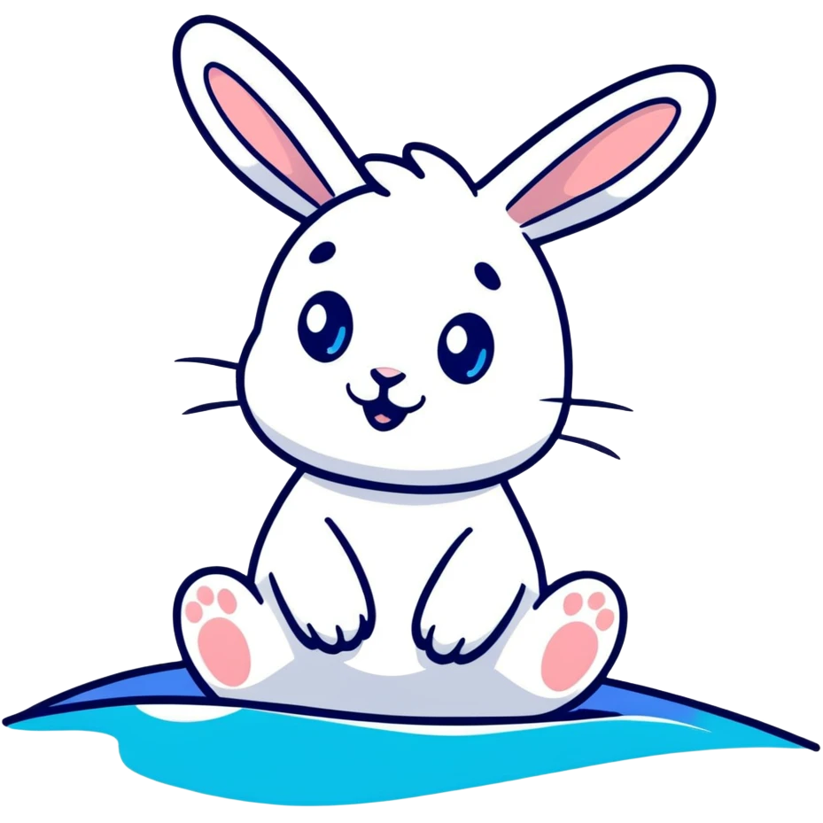 blue and white rabbit with ocean blue eyes emoji