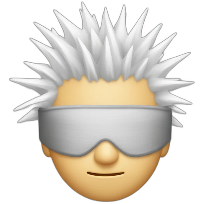 white spiky hair with blindfolded emoji