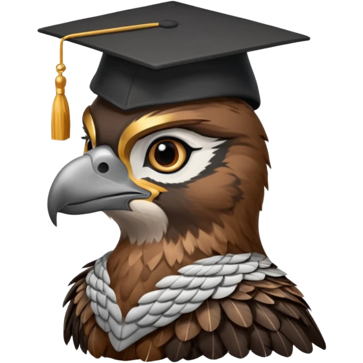 falcon with a black grad cap - semi realistic emoji