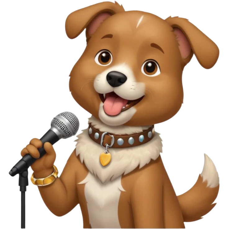 Dog singing with mic emoji