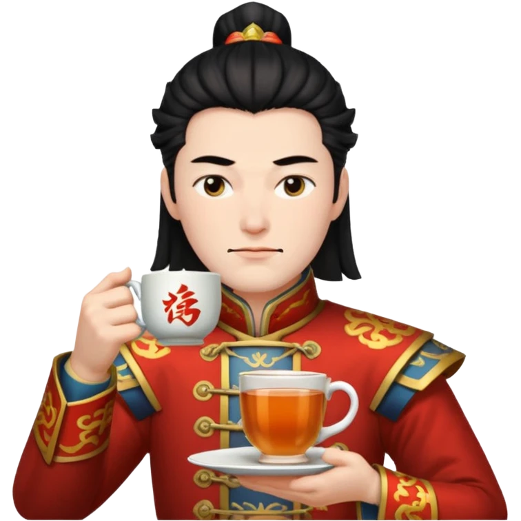 Lu bu squinting while drinking tea  emoji