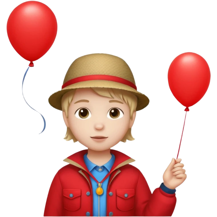 Child + balloon, Park Visitor, with park background, cicrle style frame. emoji