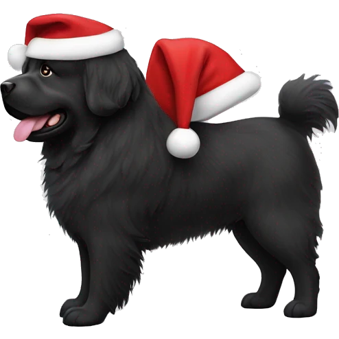 Newfoundland dog with Santa hat emoji