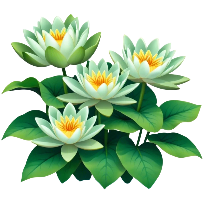 big bouquet Water Lily, stem, leaf emoji