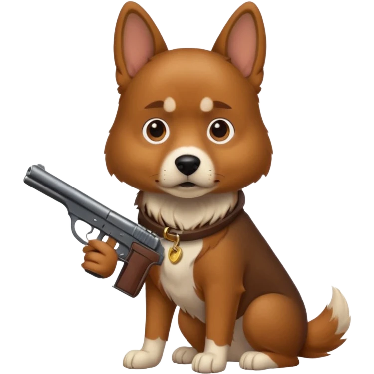 A dog holding a gun emoji