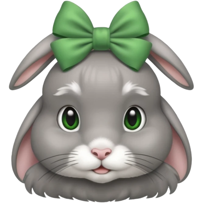 grey rabbit wear green bow emoji
