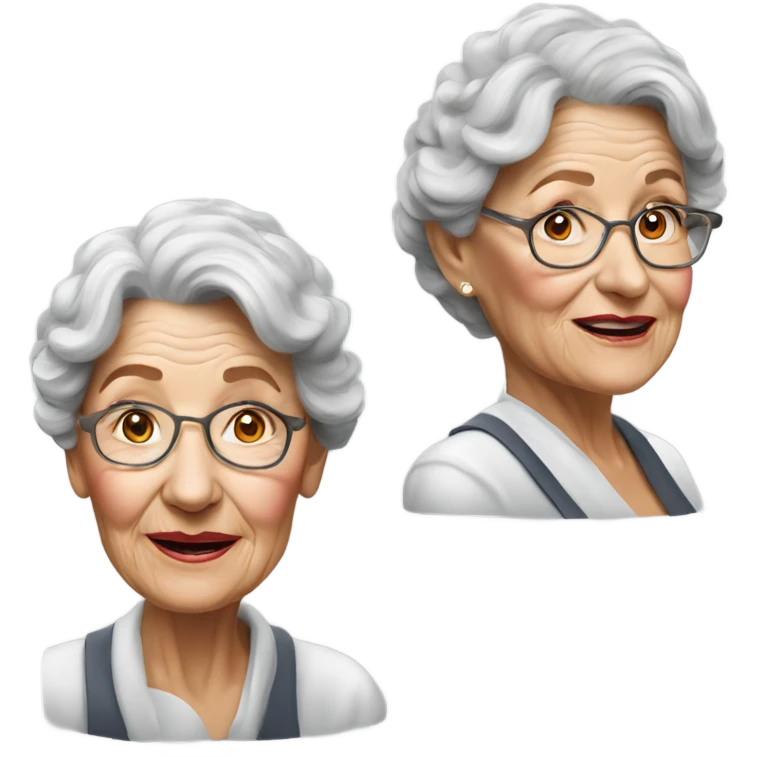 3d hyper realistic senior woman drawing  emoji