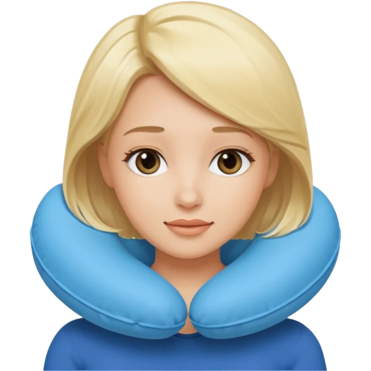 blonde woman using travel pillow  emoji