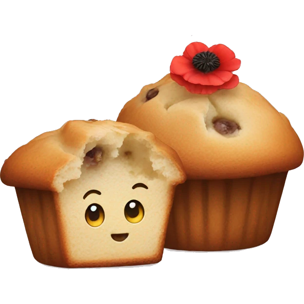 muffin with poppy emoji