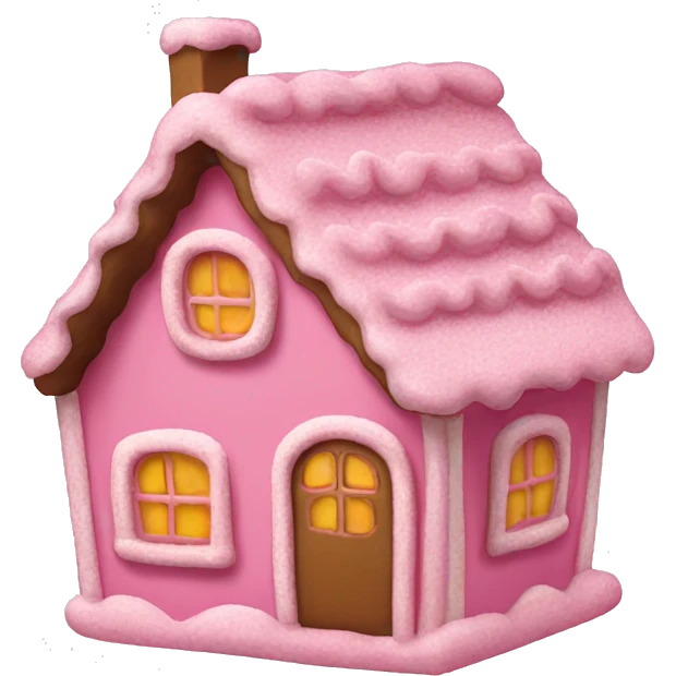 A pink gingerbread house emoji
